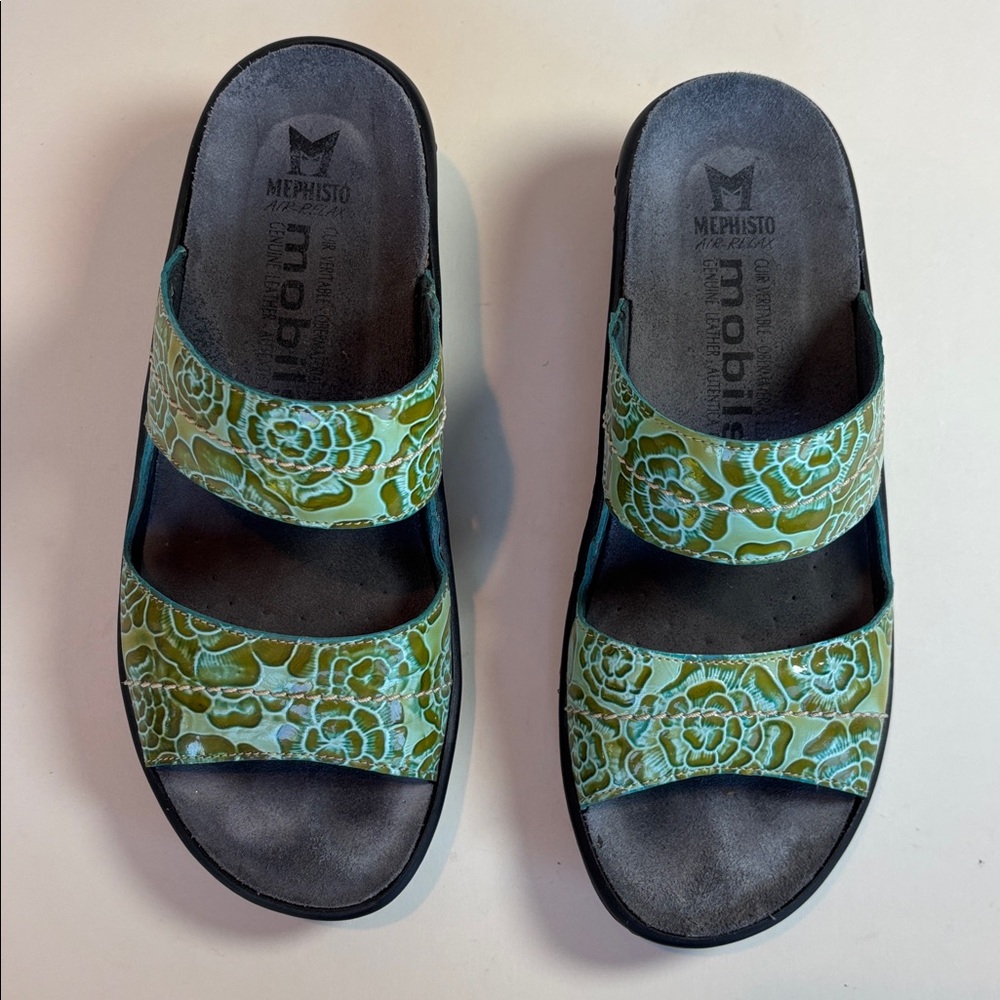 Mephisto Air Relax Green Leather Sandals. Size 8 (EU 38) - Picture 2 of 7